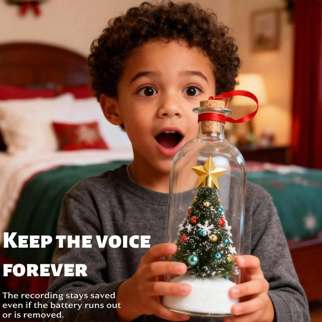 【Black Friday】Forever Voice Recordable Christmas Tree Bottle – Personalized Message Ornament That Saves Voices Forever – Heartfelt Christmas Gift for Mom, Kids, Friends & Loved Ones