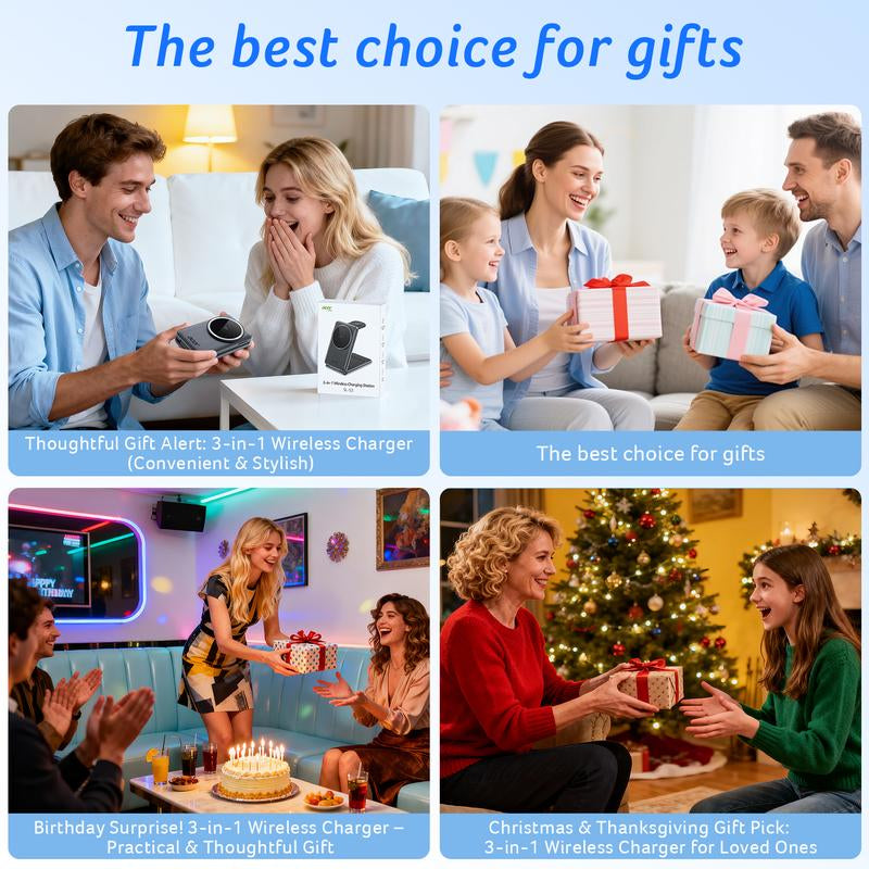 Acer S3 3-In-1 Portable Pocket Wireless Charging Dock Compatible with Iphone 12-17, Apple Watch Series 2-10 SE Ultra, Airpods 2-4 Pro. Travel-Friendly and Pocket-Sized. Magnetic Travel Charging Station. Charger. Iphone-Specific. Organizer Stand