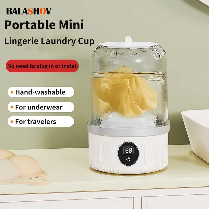Wireless 1L Mini Washing Machine Portable Underwear Cleaner Socks Washing Machine Dehydratable Laundry Bucket