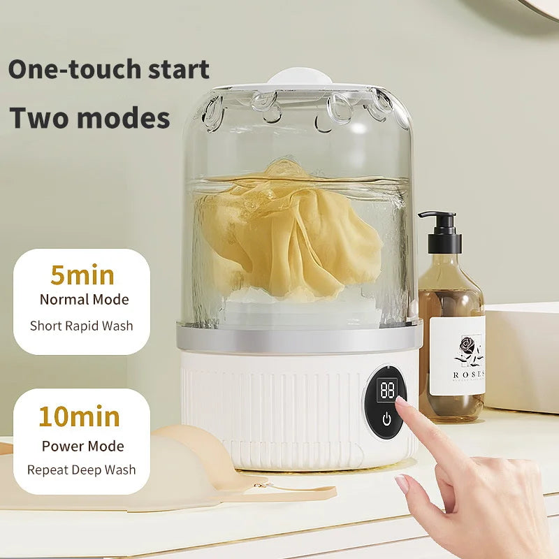 Wireless 1L Mini Washing Machine Portable Underwear Cleaner Socks Washing Machine Dehydratable Laundry Bucket