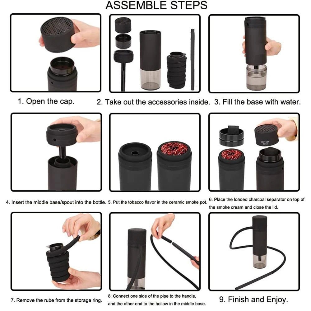 Arabic Portable Cup Hookah Car Shisha Set Indoor Outdoor with Protective Cover Small Narguile Chicha Soft Touch Hookah Gift